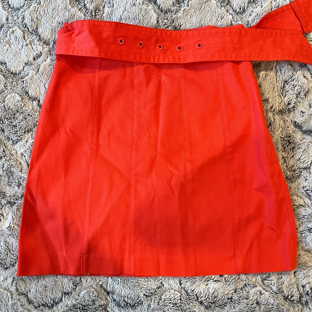 Mango Belted Coral Pink Mini Skirt | Eur 24 | US 2
